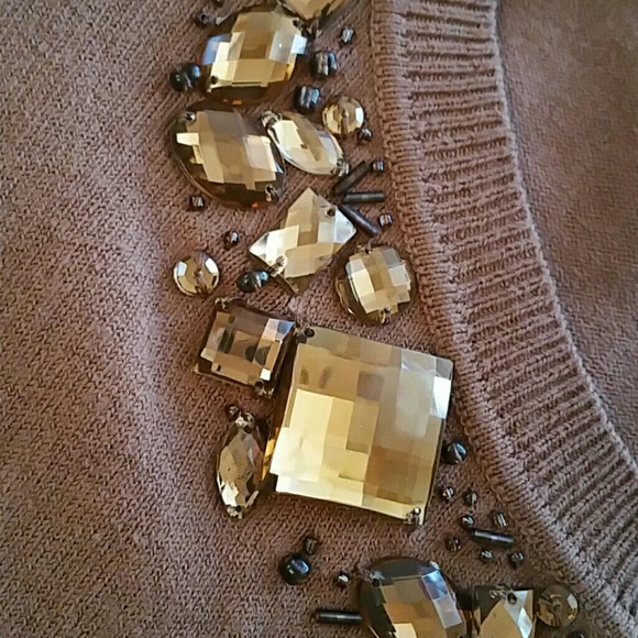 ECI Anthropologie Brown Ombre Jewel Cardigan - Picture 5 of 5